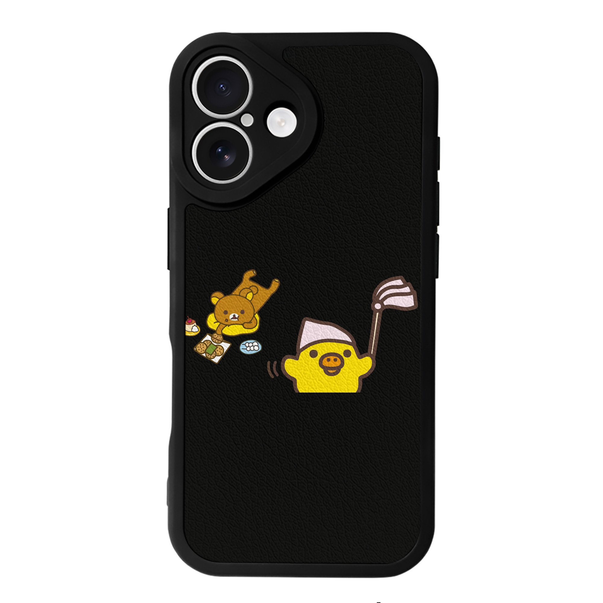 （画像用） リラックマ リラックマ キイロイトリ Rilakkuma Korilakkuma Kiiroitori 【iPhone 16シリーズ対応】シリコンスマホケース（レザー調） 材質：シリコン